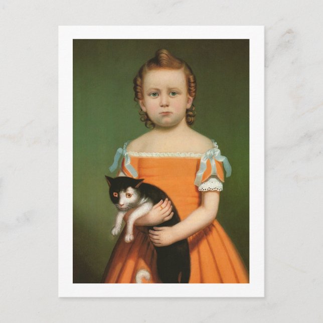Carte Postale Fille au chaton, William Thompson Bartoll (Devant)