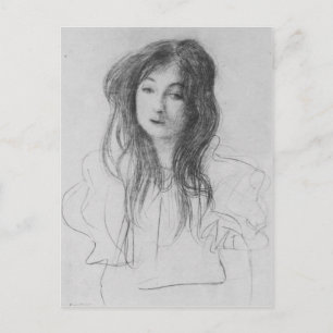 Carte Postale Fille aux cheveux longs par Gustav Klimt