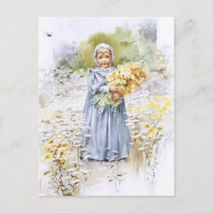 Carte Postale Fille aux fleurs