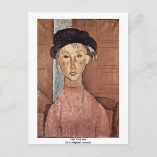 Carte Postale Fille Avec Casquette Par Modigliani Amedeo
