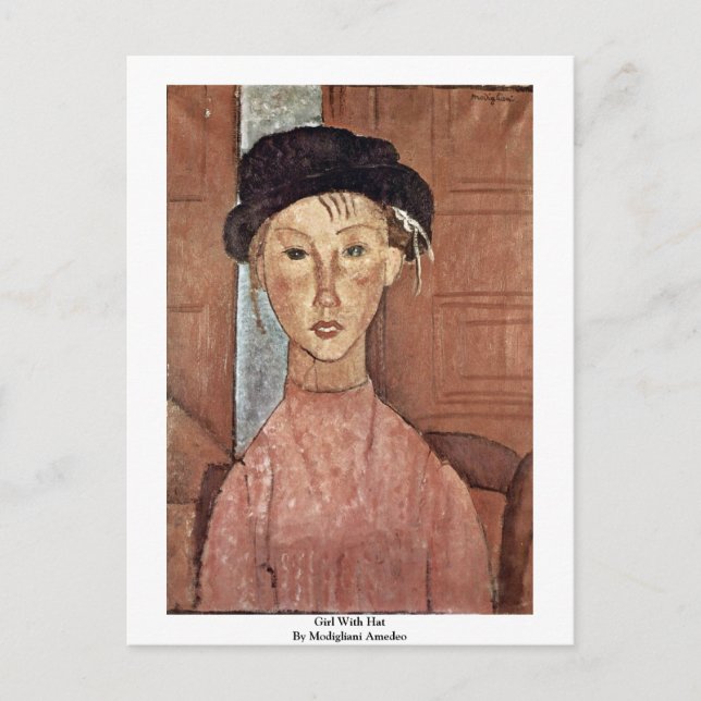 Carte Postale Fille Avec Casquette Par Modigliani Amedeo (Devant)