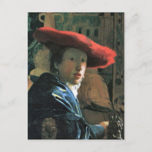 Carte Postale Fille avec casquette rouge par Johannes Vermeer