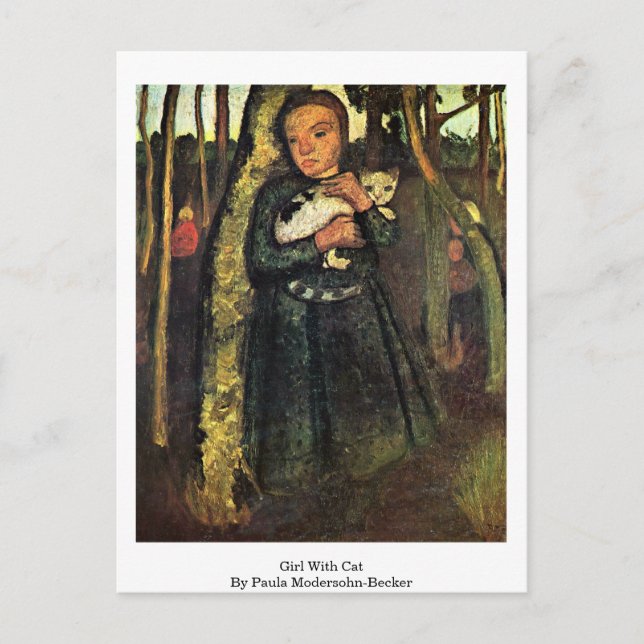 Carte Postale Fille Avec Chat Par Paula Modersohn-Becker (Devant)