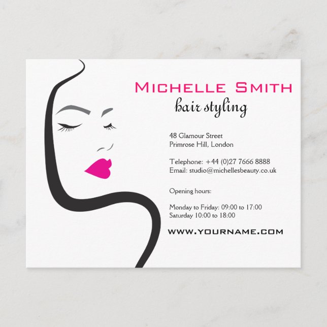 Carte Postale Fille avec cheveux ondulés Coiffure icône de marqu (Devant)