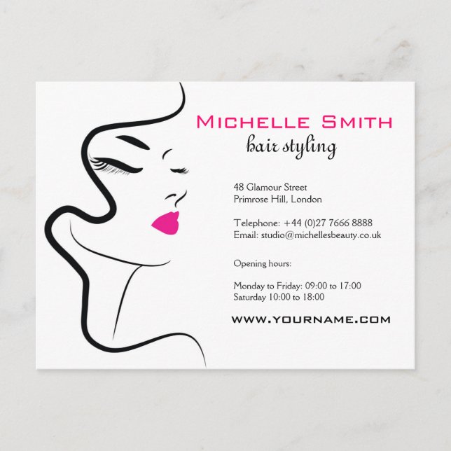 Carte Postale Fille avec cheveux ondulés Coiffure icône de marqu (Devant)