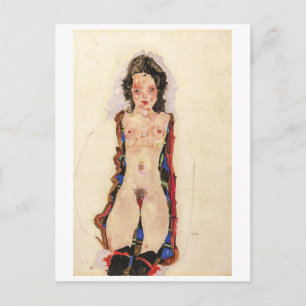 Carte Postale Fille avec Garters rouges Egon Schiele