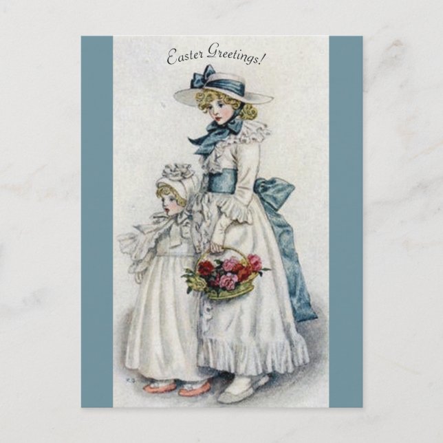 Carte Postale Fille avec la ceinture bleue et Bonnet Salutation  (Devant)