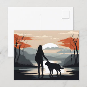 Carte Postale Fille avec le chien