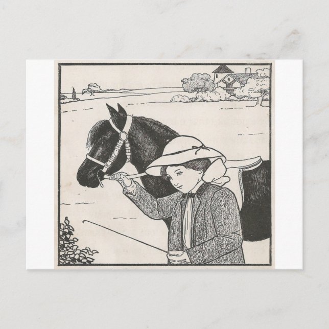 Carte Postale Fille avec le poney (Devant)