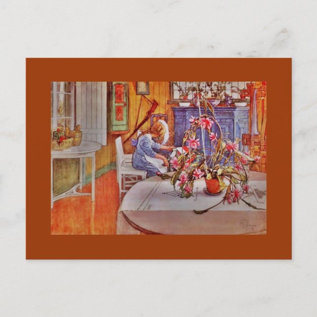 Carte Postale Fille avec Loom et Fleurs (Devant)