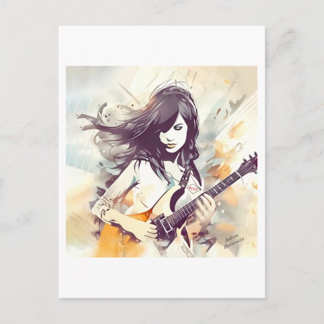 Carte Postale Fille avec musique rock vibes (Devant)