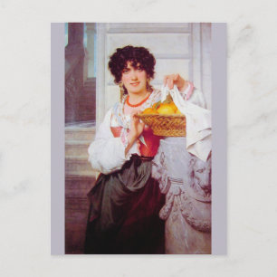 Carte Postale Fille avec panier d'oranges et citrons par lave