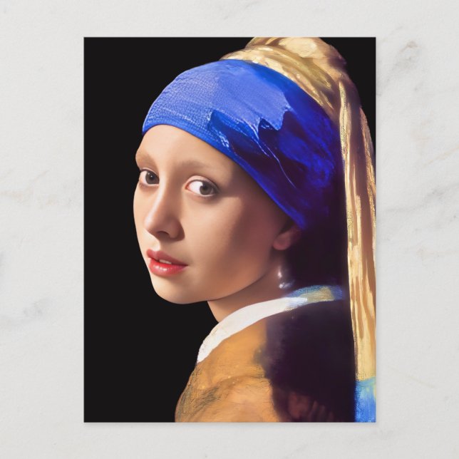Carte Postale Fille avec Perle oreille (Devant)