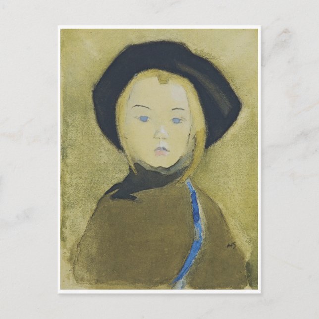 Carte Postale Fille avec ruban bleu, Helene Schjerfbeck (Devant)