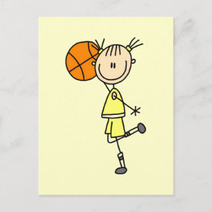 Carte Postale Fille avec T-shirts de basket-ball et cadeaux