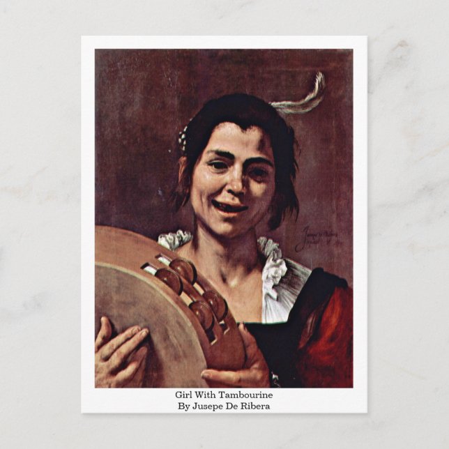 Carte Postale Fille Avec Tambourine Par Jusepe De Ribera (Devant)