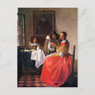 Carte Postale Fille avec un verre de vin de Johannes Vermeer