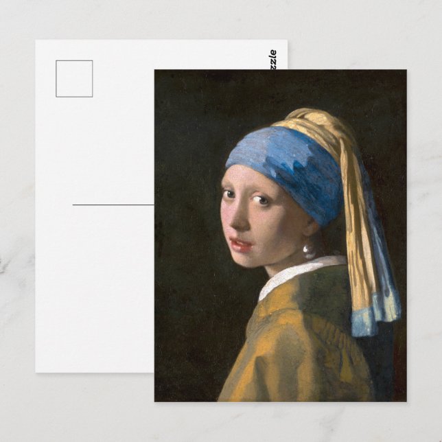 Carte Postale Fille avec une oreille perle | Johannes Vermeer | (Devant / Derrière)