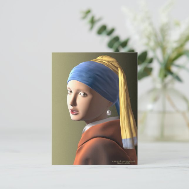 Carte Postale Fille avec une perle (Debout devant)