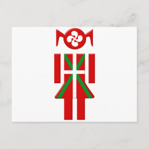 Carte Postale Fille Basque drapeau Euskadi Bayonne