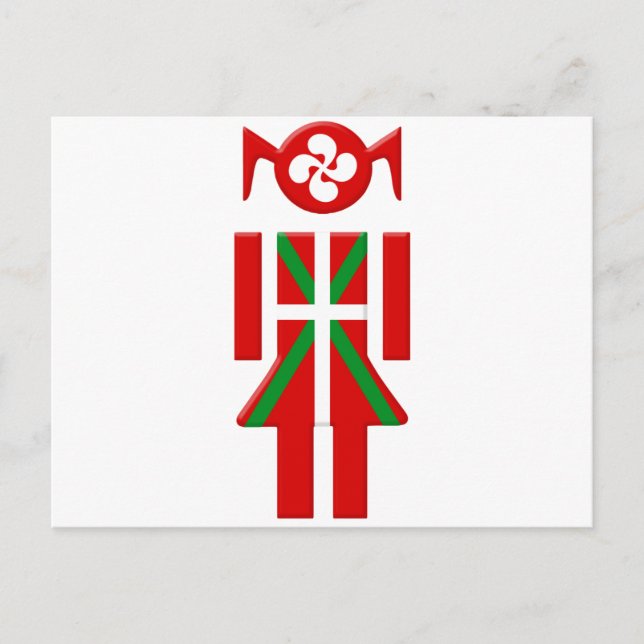 Carte Postale Fille Basque drapeau Euskadi Bayonne (Devant)