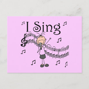 Carte Postale Fille Bonhomme Allumette Je Chante T-shirts et Cad