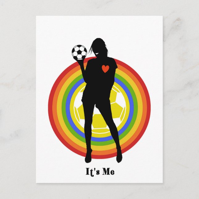 Carte Postale fille, c'est moi, footballeur et grands fans (Devant)