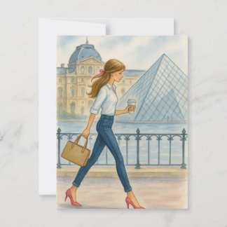 Carte Postale Fille Chic de Paris par Le Louvre