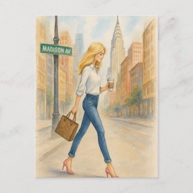Carte Postale Fille chic sur Madison Ave à NYC (Devant)
