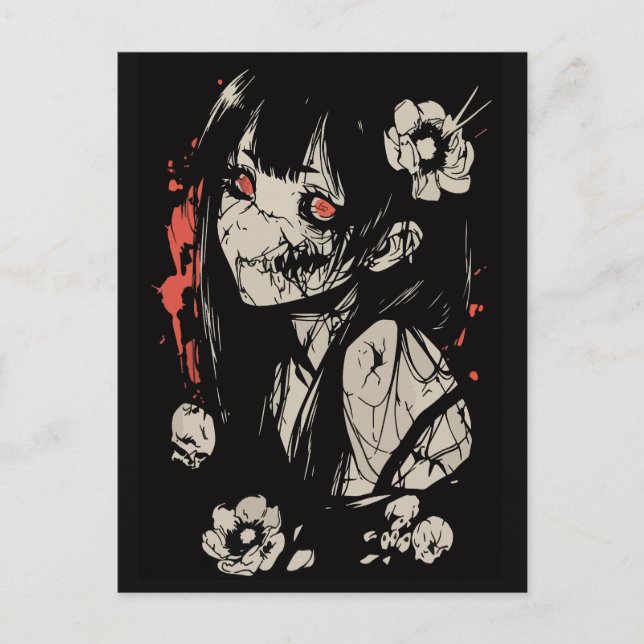 Carte Postale Fille d'anime d'horreur  (Devant)