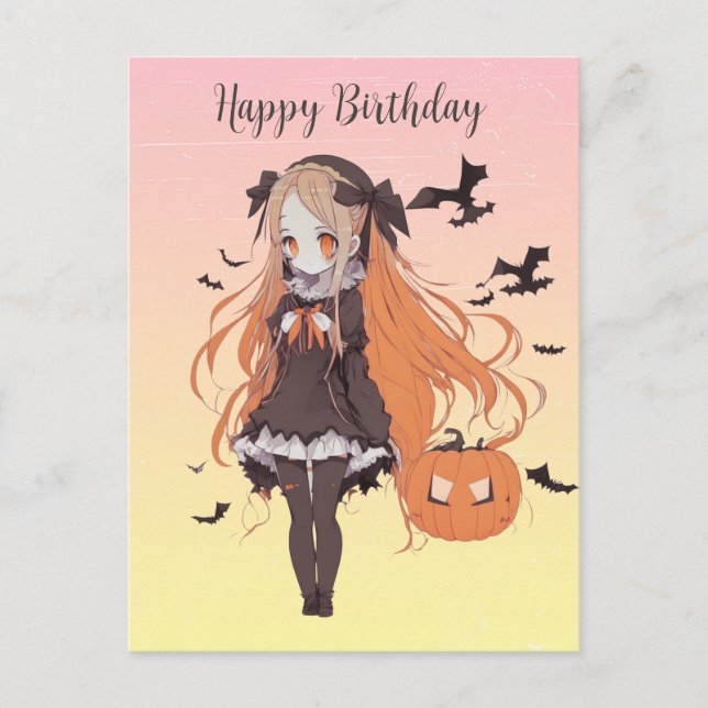 Carte Postale Fille d'anime Halloween personnalisée  (Devant)