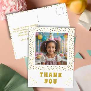 Carte Postale Fille d'anniversaire paillettes fausses or Photo M