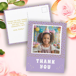 Carte Postale Fille d'anniversaire paillettes fausses or Photo M