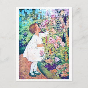 Carte Postale Fille dans le jardin des fleurs, Jessie Willcox Sm