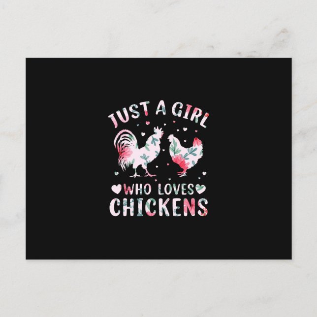 Carte Postale Fille d'art de poulet qui aime les poulets (Devant)
