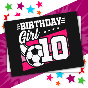Carte Postale Fille de 10 ans foot football 10e anniversaire
