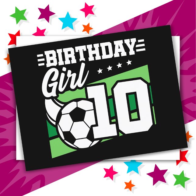Carte Postale Fille de 10 ans Football Football Anniversaire 10  (Créateur téléchargé)