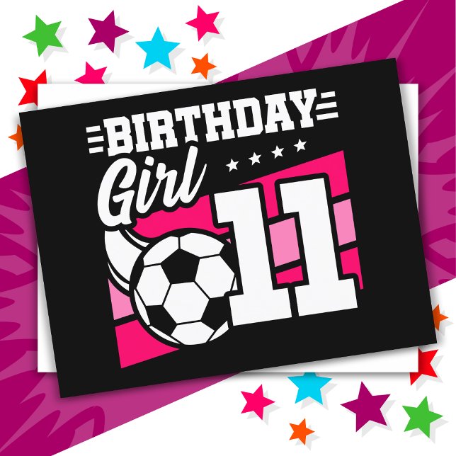 Carte Postale Fille de 11 ans foot football 11e anniversaire (Créateur téléchargé)