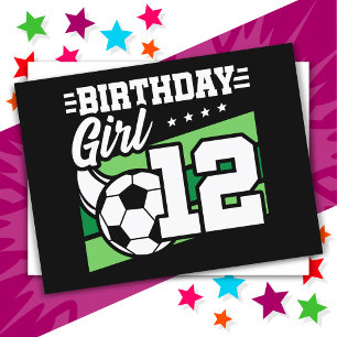 Carte Postale Fille de 12 ans foot football 12e anniversaire