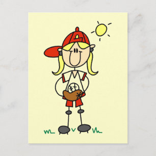 Carte Postale Fille de baseball avec des T-shirts de gant et des