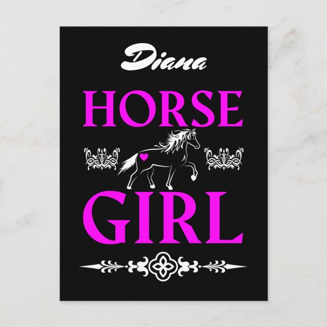 Carte Postale Fille de cheval avec nom  (Devant)