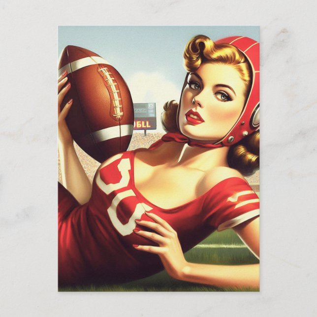 Carte Postale Fille de football vintage (Devant)
