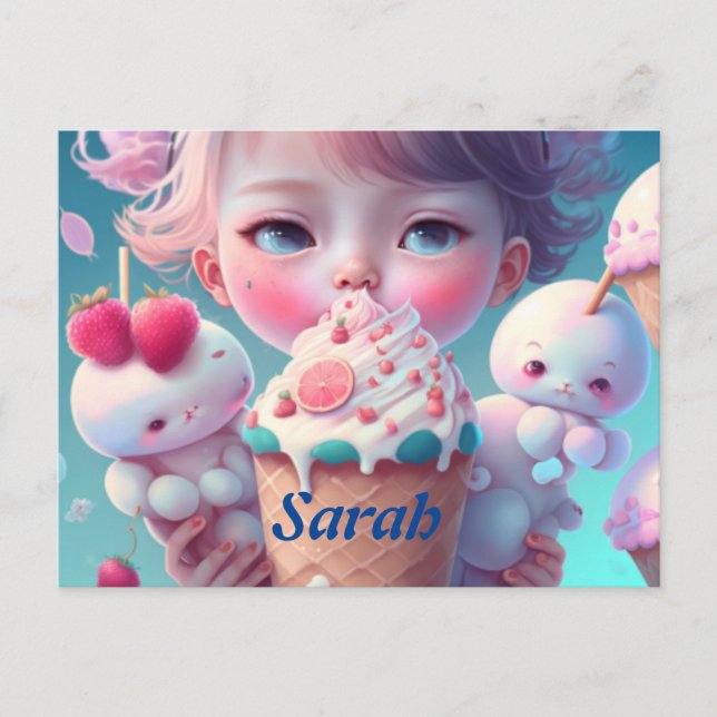 Carte Postale Fille de glace Kawaii     (Devant)