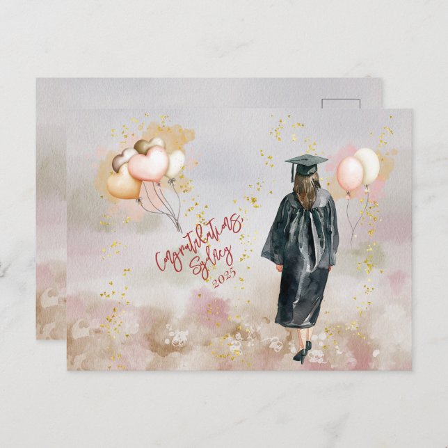 Carte Postale Fille de la fête de graduation Félicitations (Devant / Derrière)