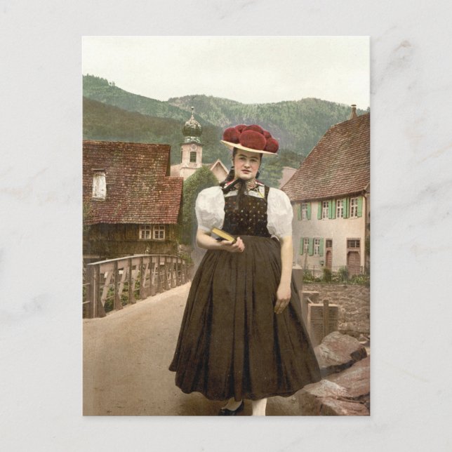 Carte Postale Fille de la Forêt-Noire en Allemagne (vers 1900) (Devant)