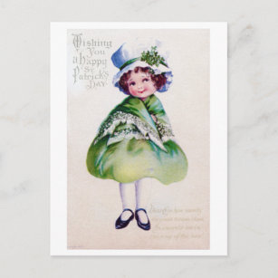 Carte Postale Fille de la Saint Patrick, Vintage