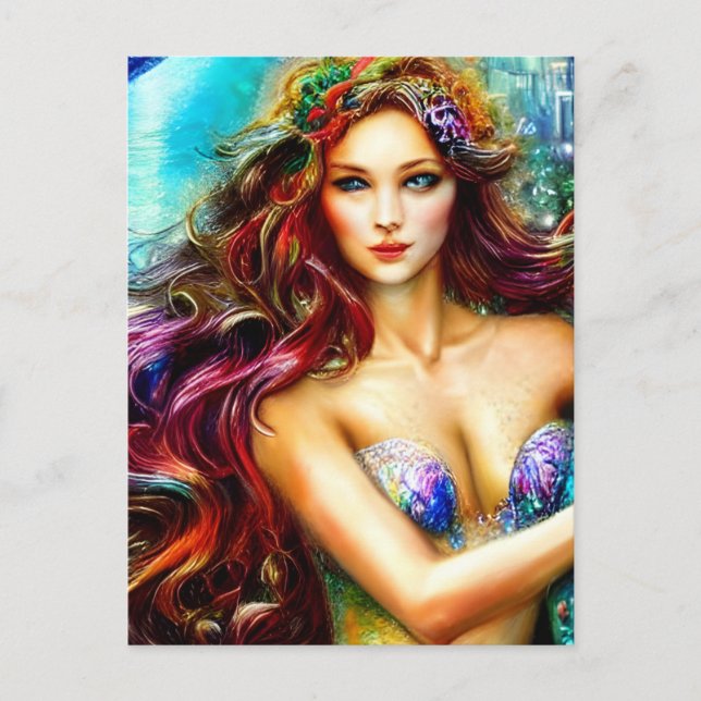 Carte Postale Fille de Neptune Fantasy Art  (Devant)