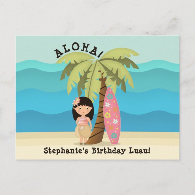 Carte Postale Fille de surfer hawaïenne (Devant)