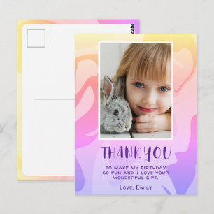 Carte Postale Fille de tourbillon rose coloré Photo Anniversaire