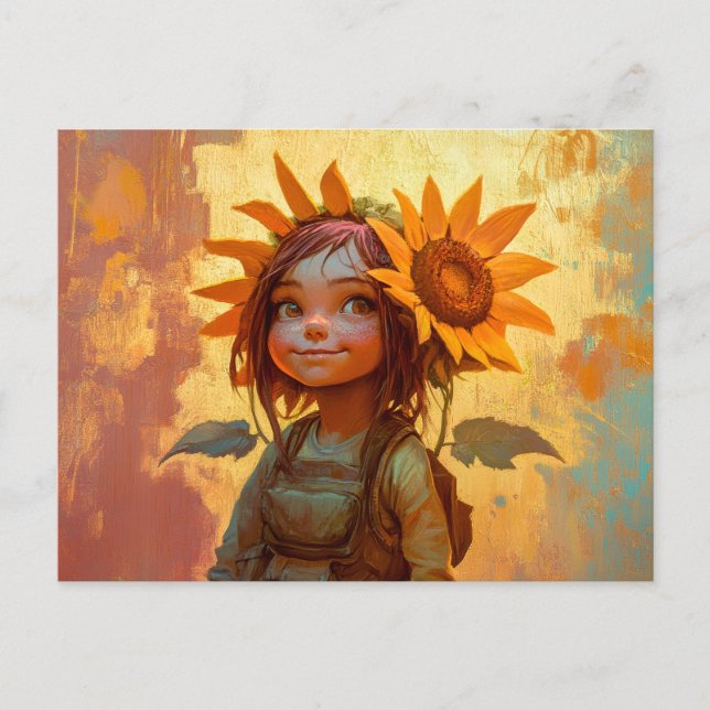 Carte Postale Fille de tournesol (Devant)